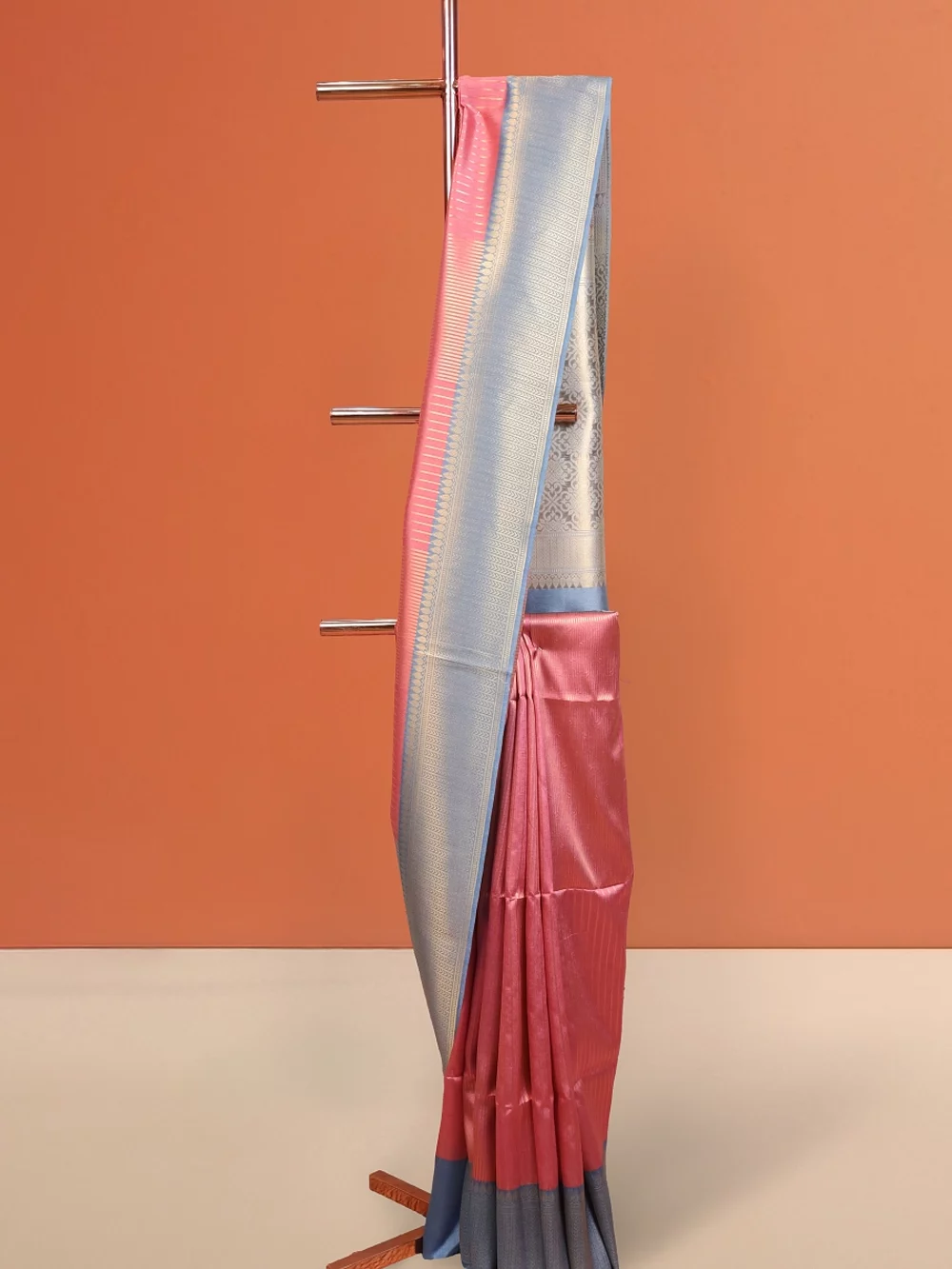 Onion Pink Semi Tussar Saree