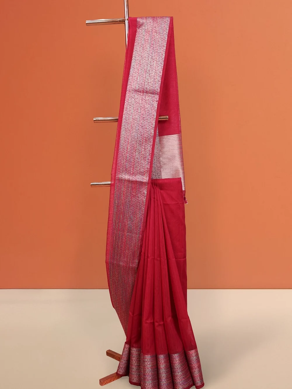 Maroon Semi Jute Saree