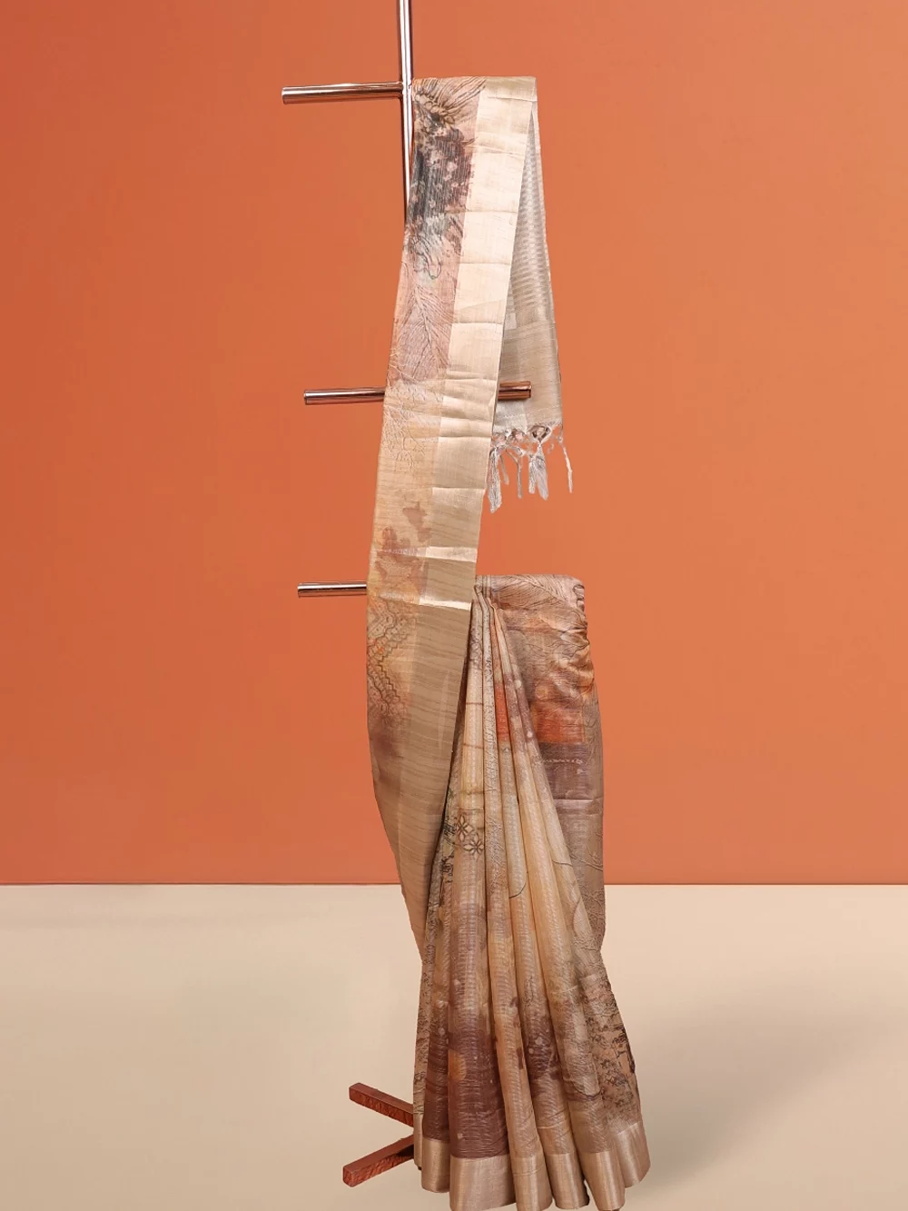 Cream Semi Tissue Saree