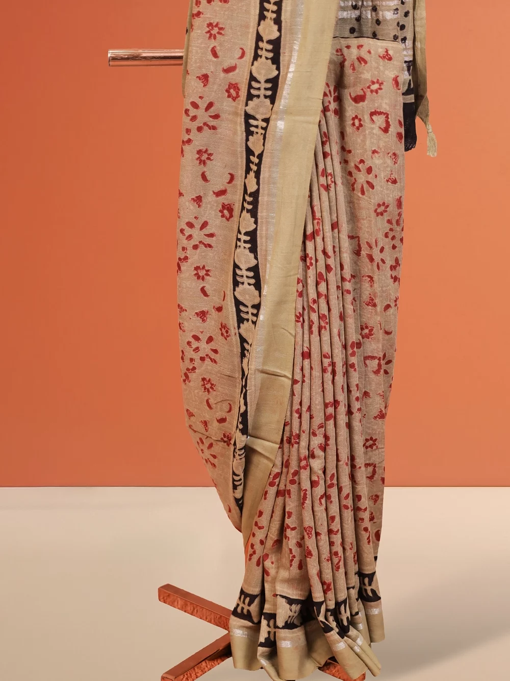 Moss Green Semi Linen Saree