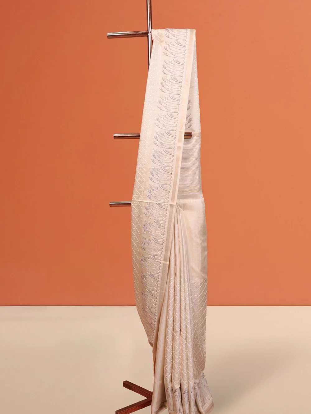 Cream Semi Jute Saree