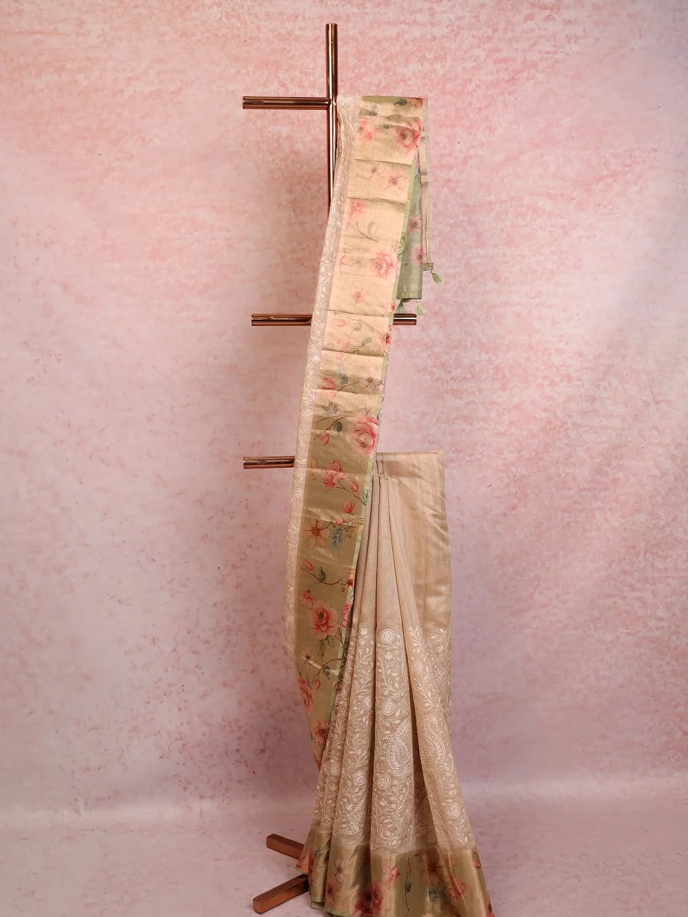 Off White Semi Tussar Saree