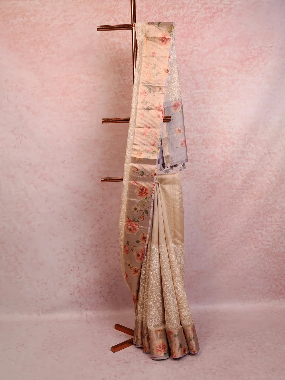 Off White Semi Tussar Saree