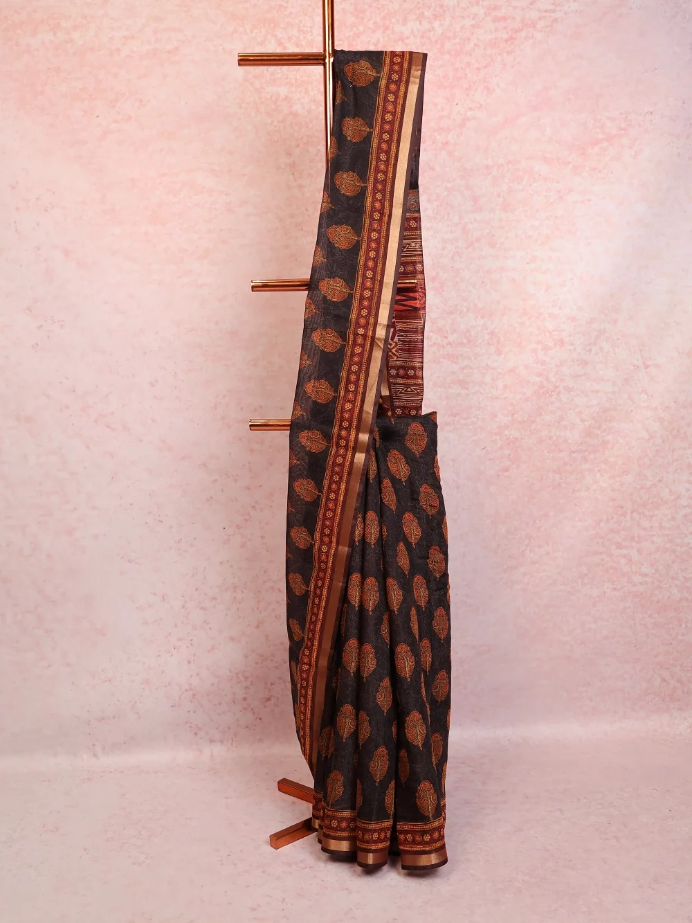 Black Chanderi Cotton Saree