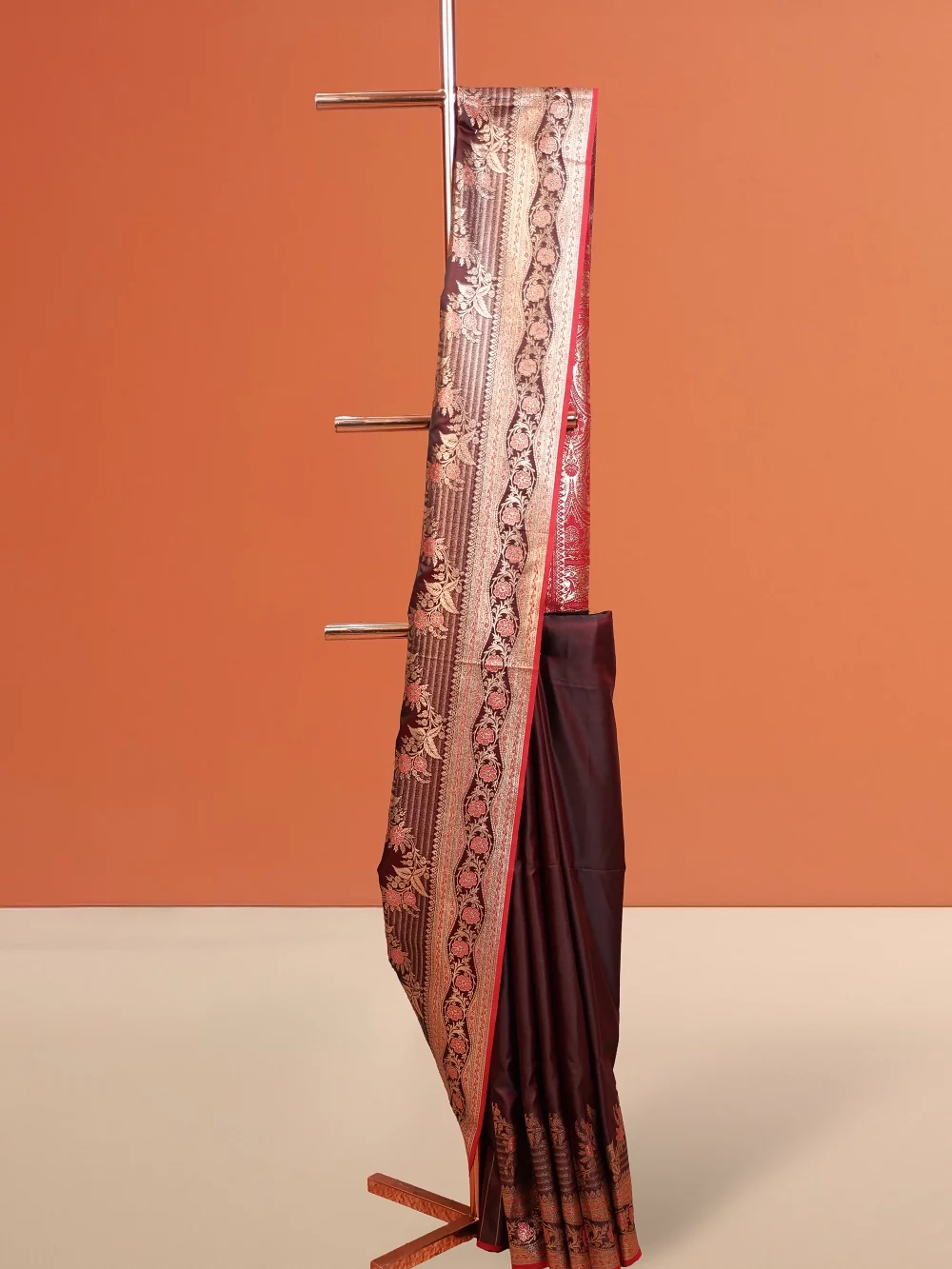 Wine Red Crepe Saree