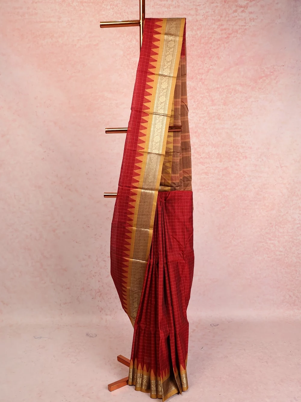 Maroon Cotton Silk Saree