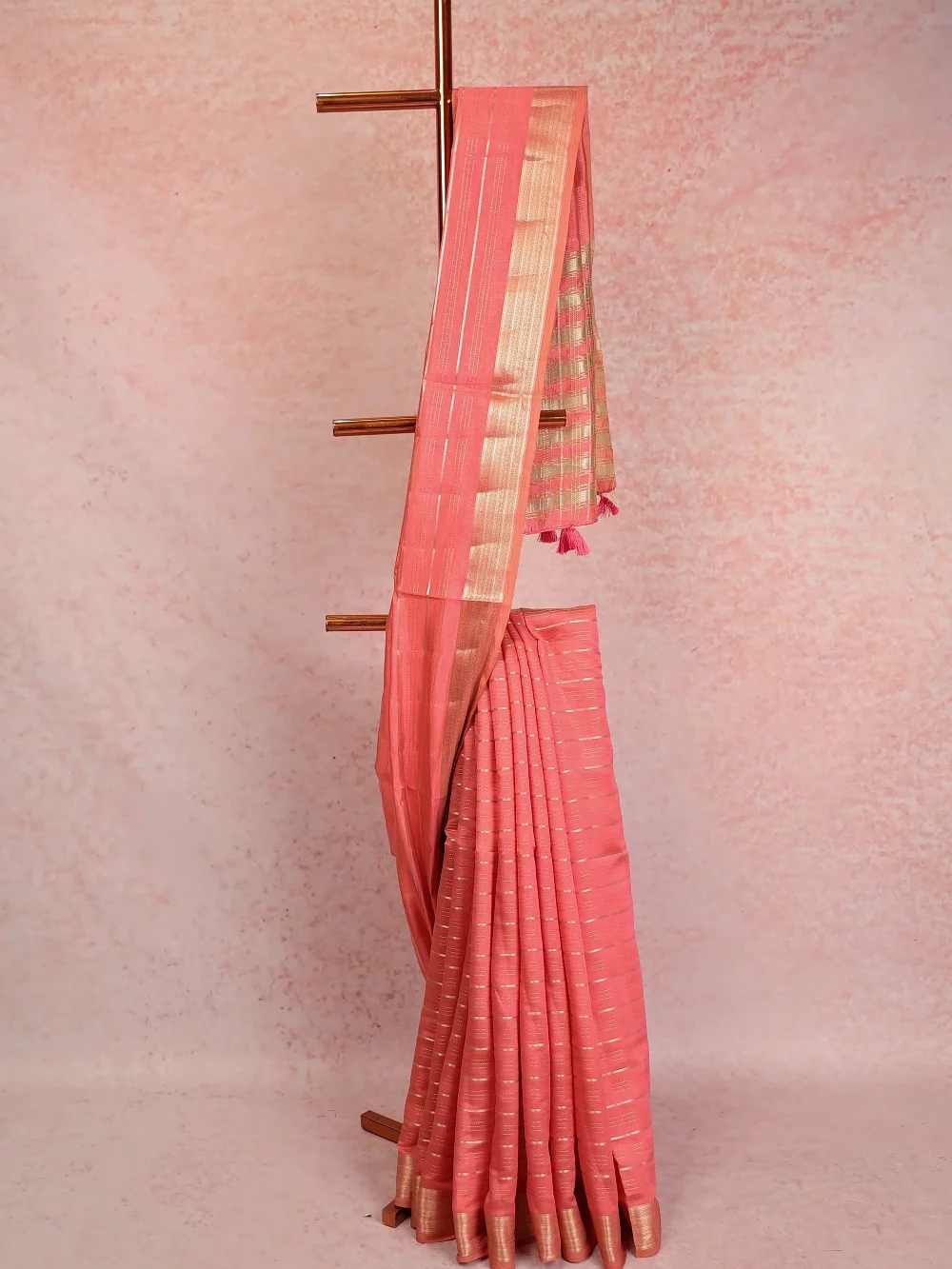 Peach Semi Tissue Saree