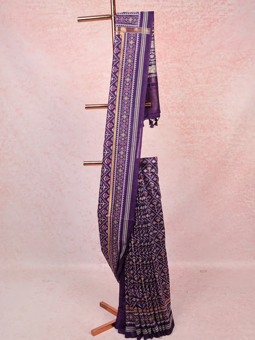 Dark Violet Semi Silk Saree