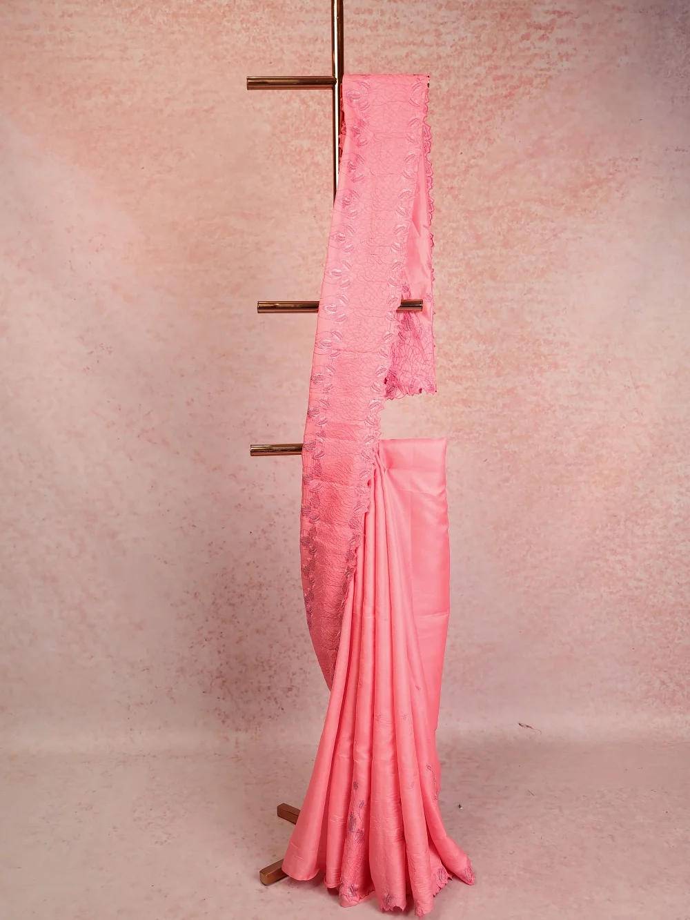 Light Peach Semi Tussar Saree