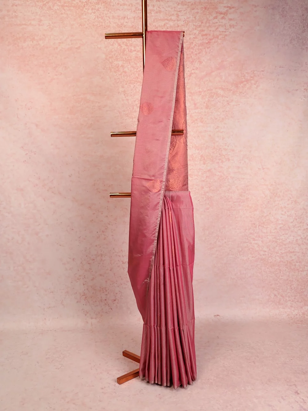 Onion Pink Cotton Silk Saree