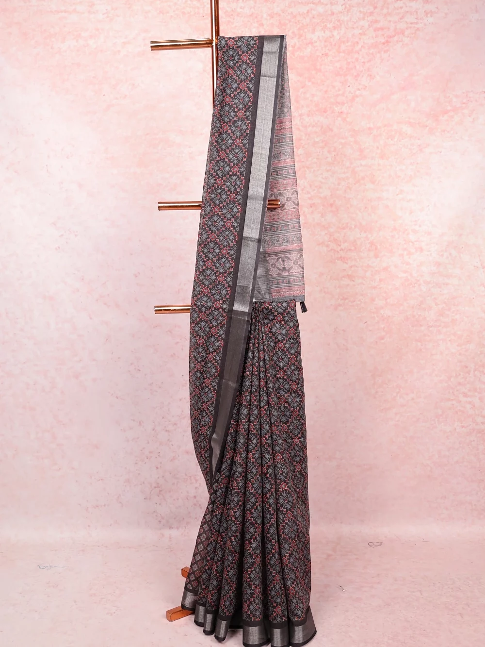 Black Linen Cotton Saree