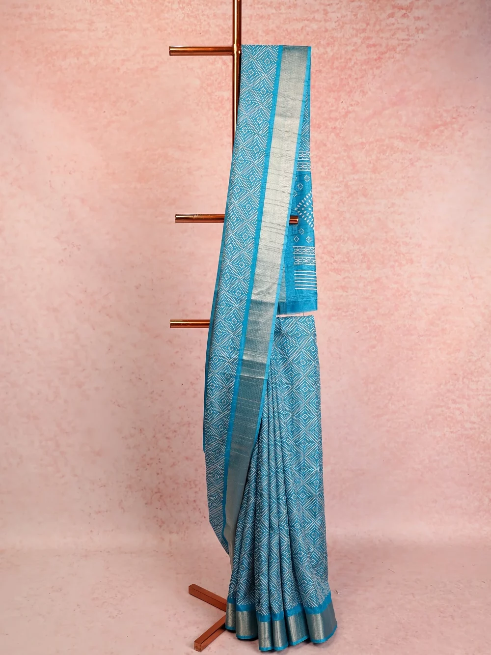 Sky Blue Semi Tussar Saree