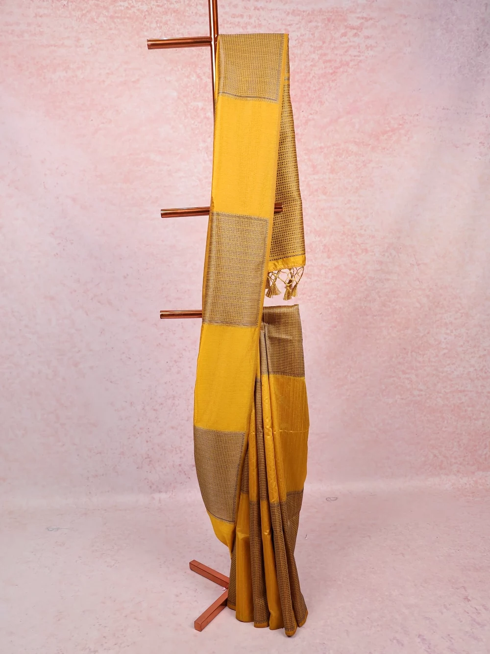 Mustard Yellow Semi Jute Saree