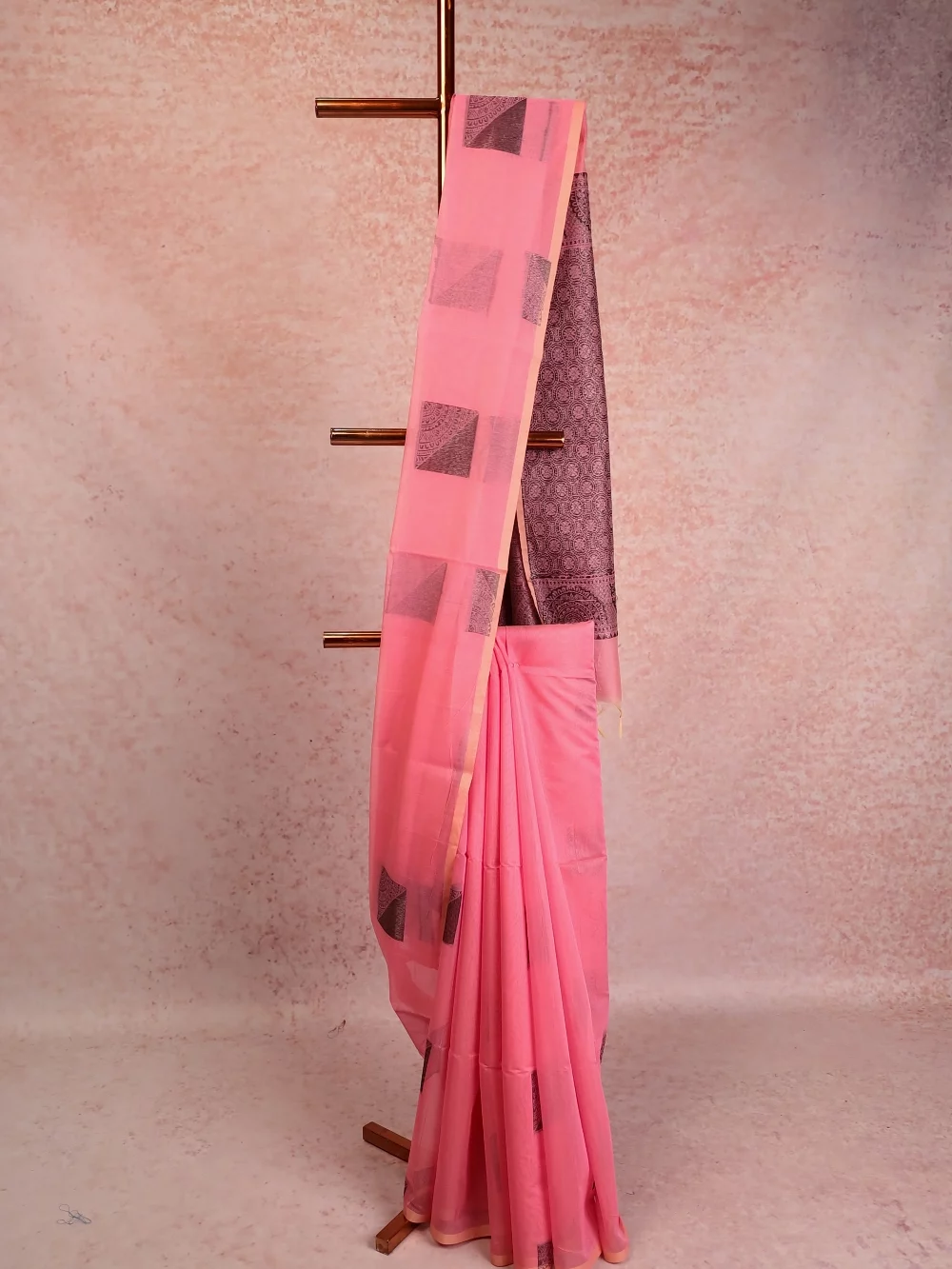 Peach Cotton Silk Saree