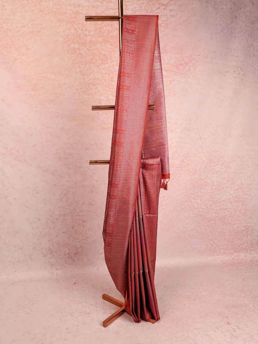 Rust Orange Semi Kathan Silk Saree