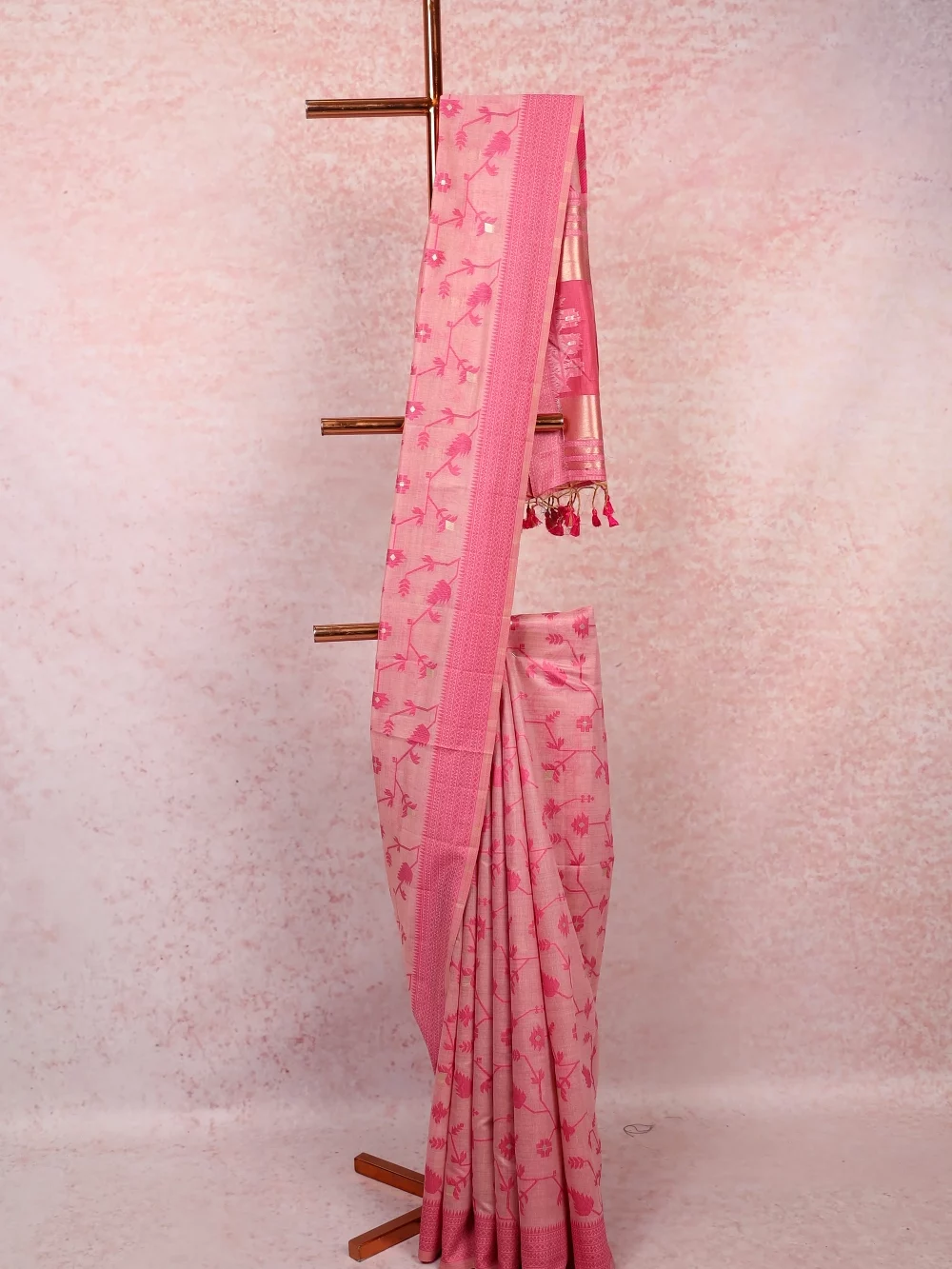 Onion Pink Semi Tussar Saree