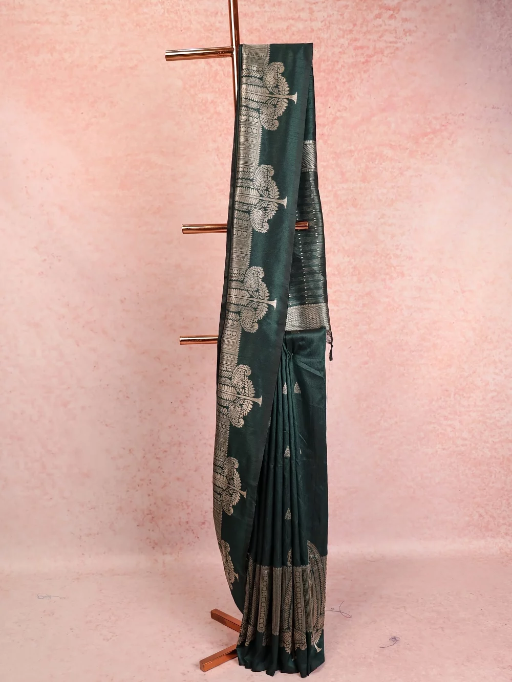 Dark Green Semi Jute Saree