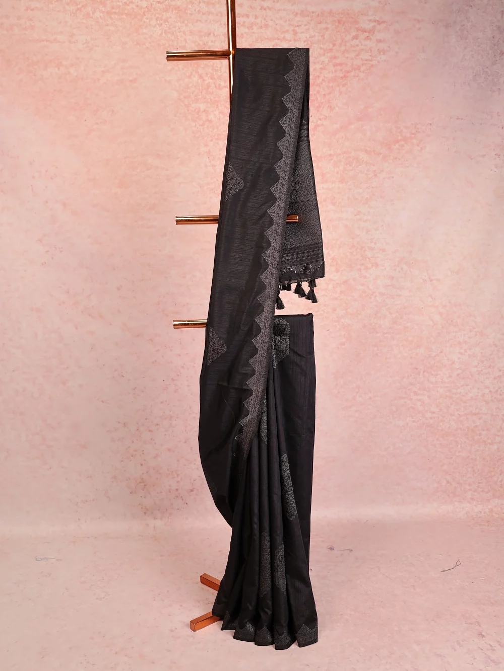 Black  Semi Jute Saree