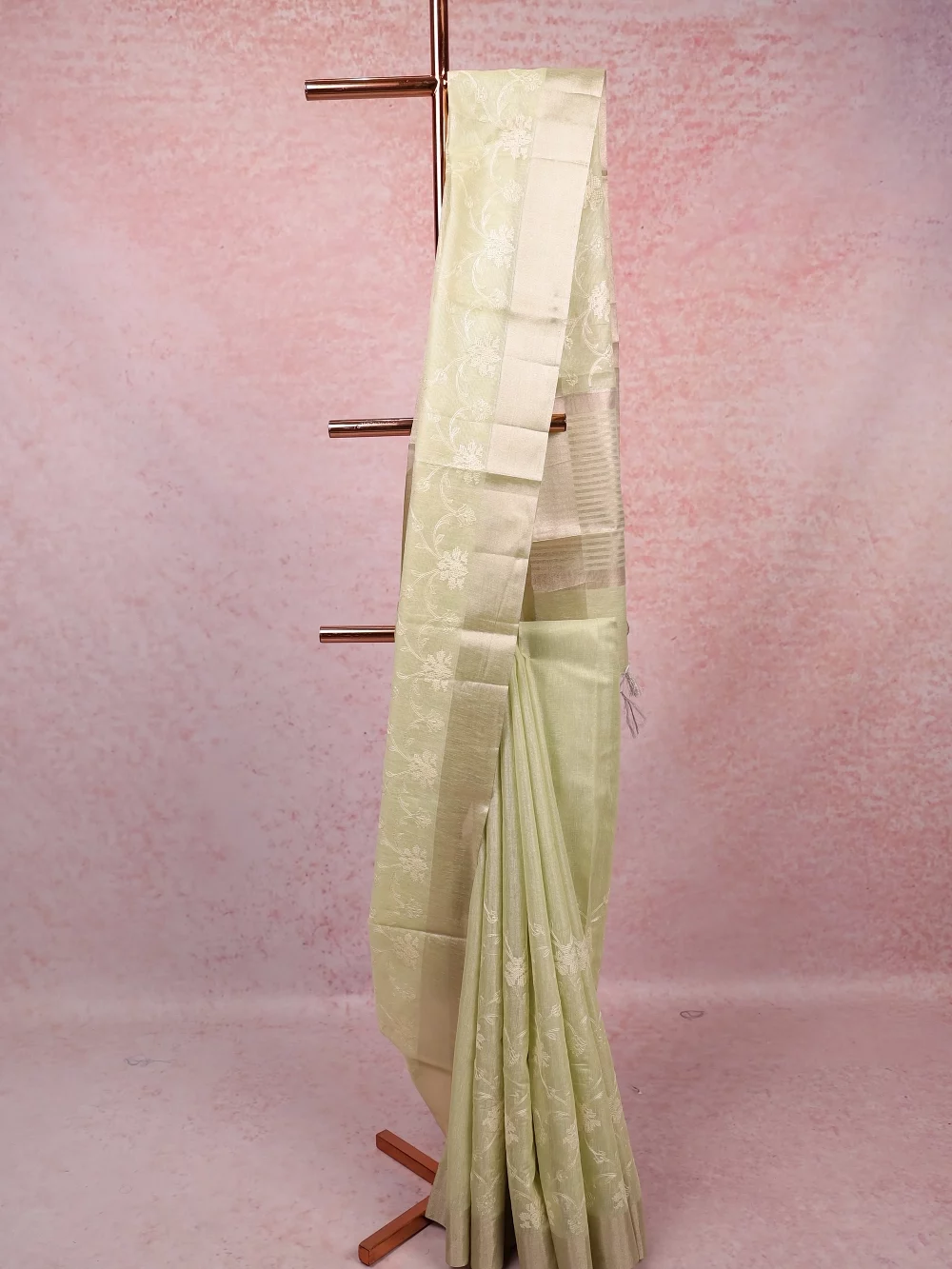 Pista Green Semi Tissue Saree