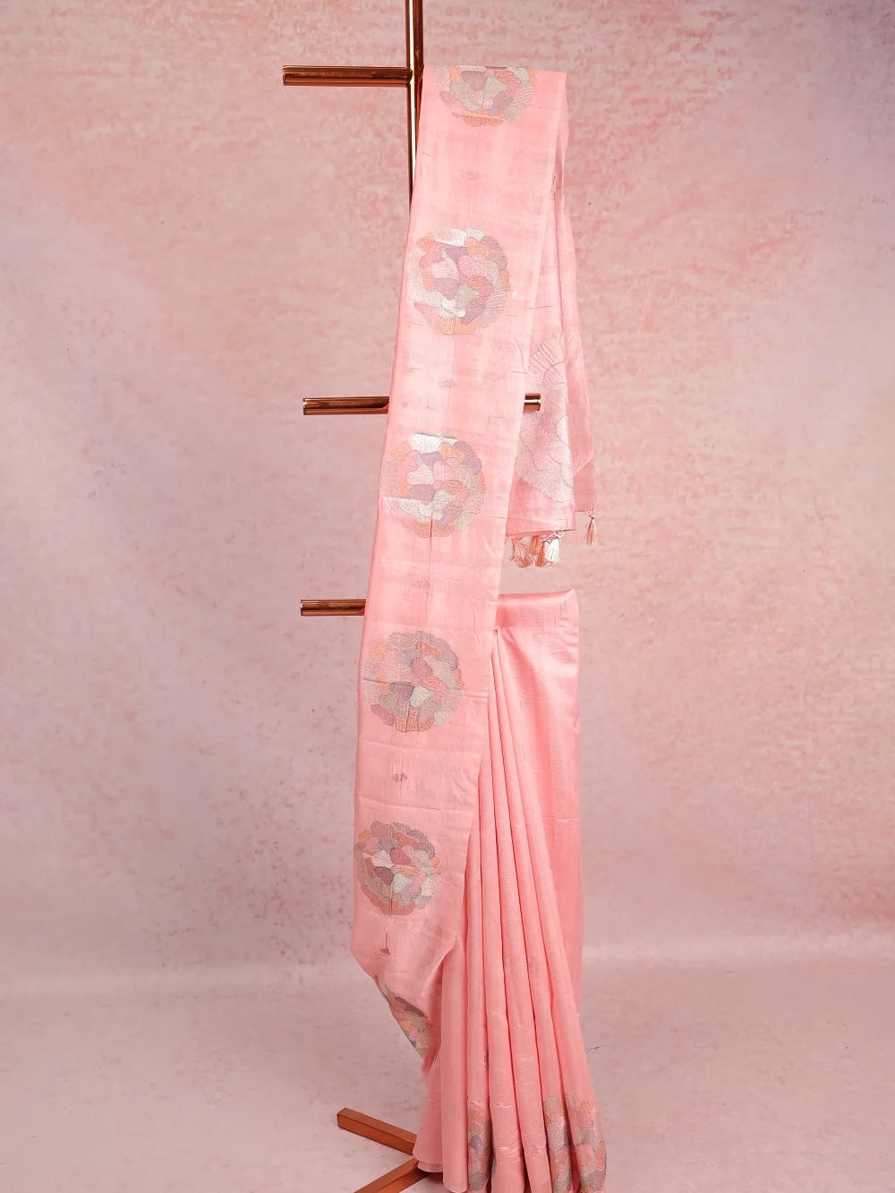 Peach Semi Tussar Saree