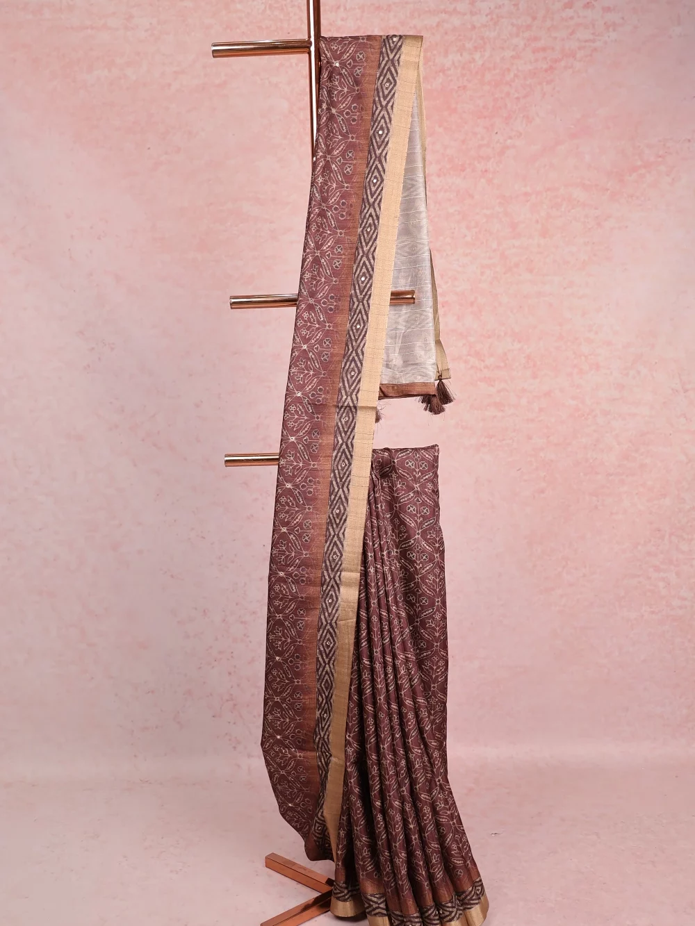 Brown Semi Tussar Saree