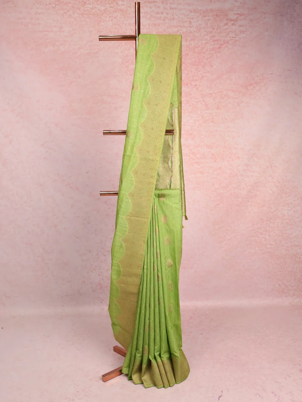 Parrot Green Semi Jute Saree