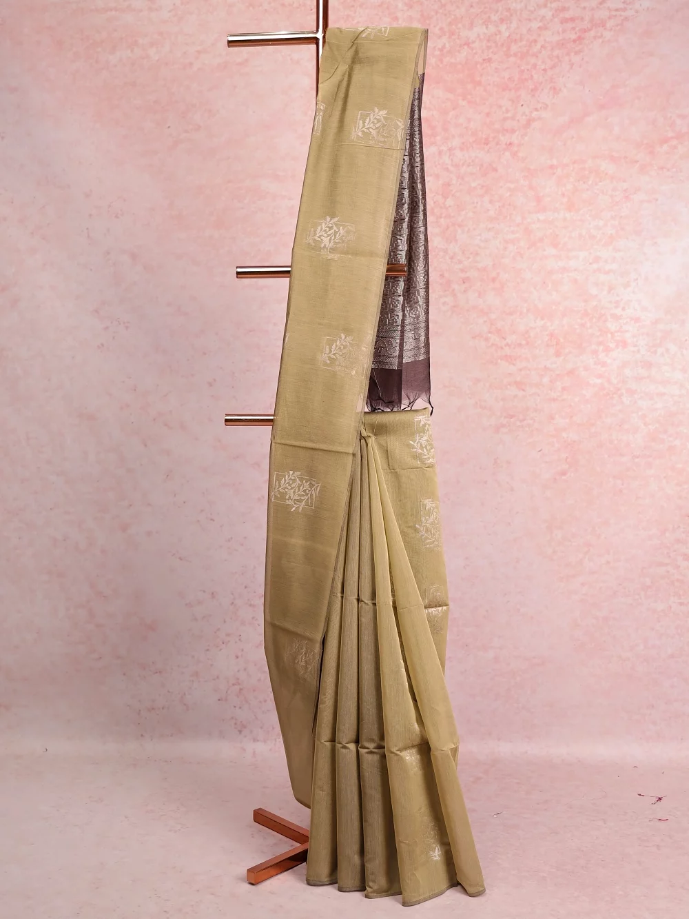 Khaki Cotton Silk Saree