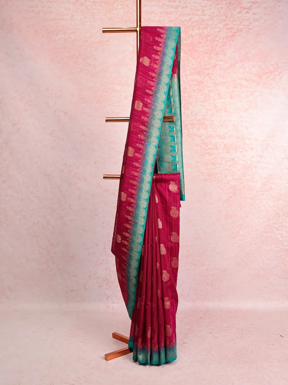 Wine Red Semi Jute Saree