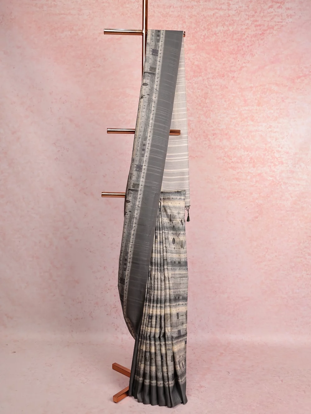 Cream Semi Tussar Saree