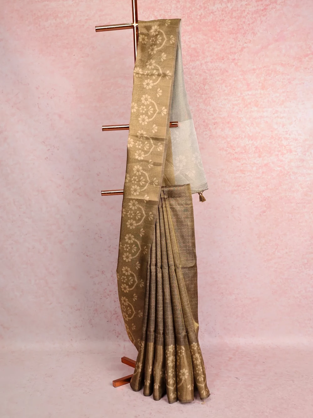 Dark Green Semi Tissue Saree