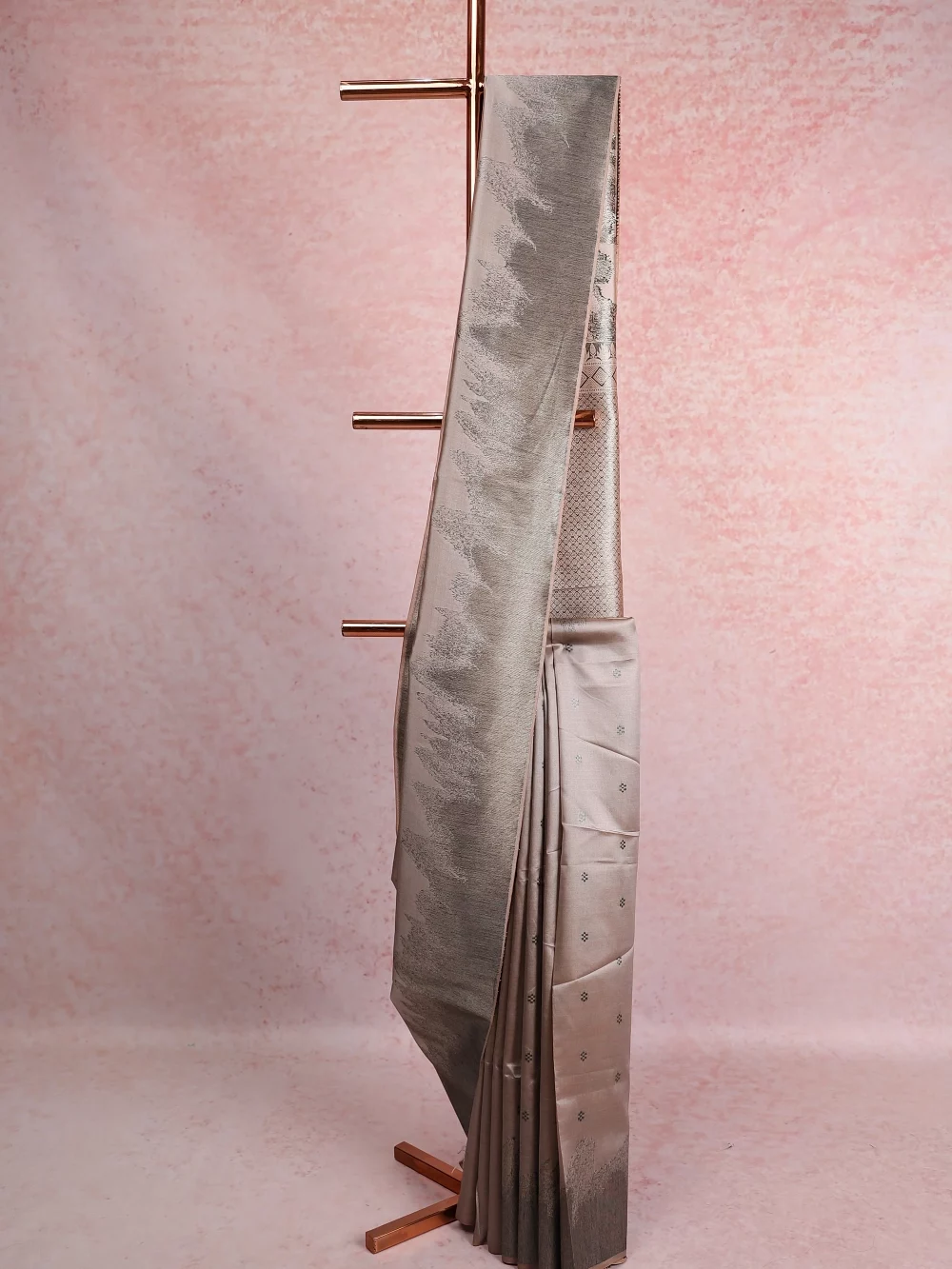 Light Grey Semi Silk Saree