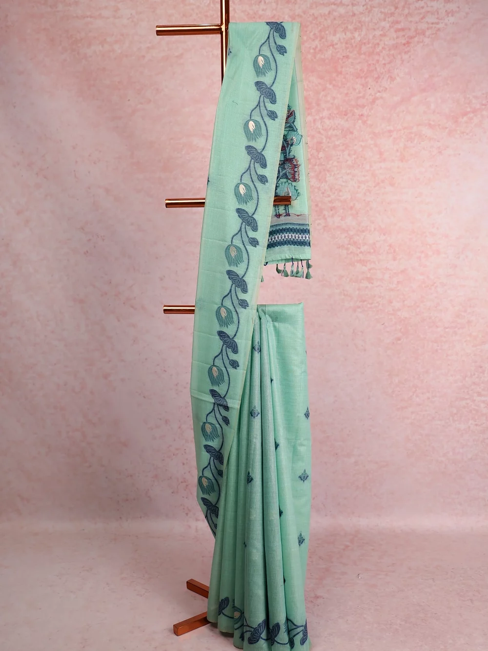 Pastel Green Semi Tussar Saree