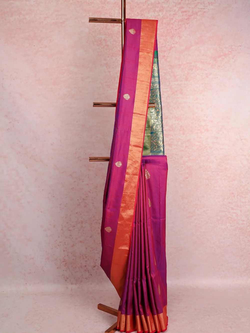 Magenta Pink Semi Jute Saree