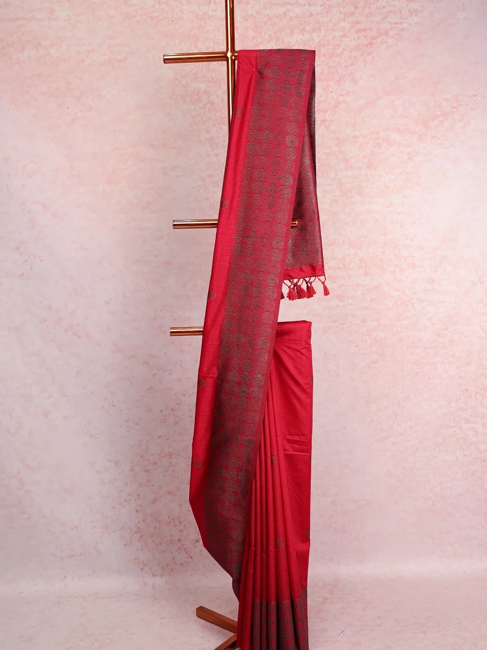 Maroon Semi Jute Saree