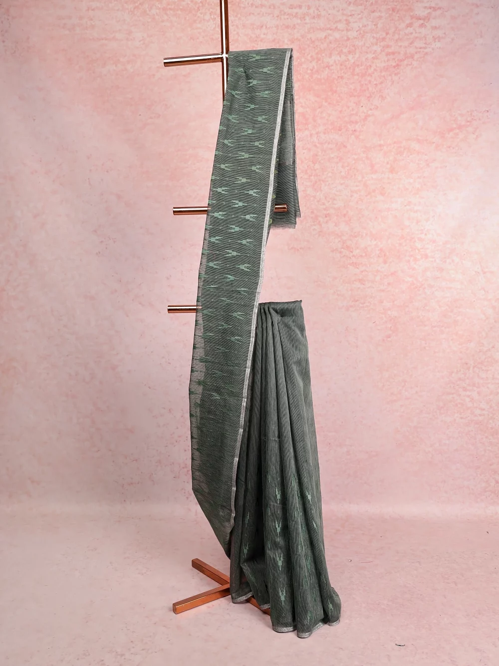 Dark Green Semi Jute Saree