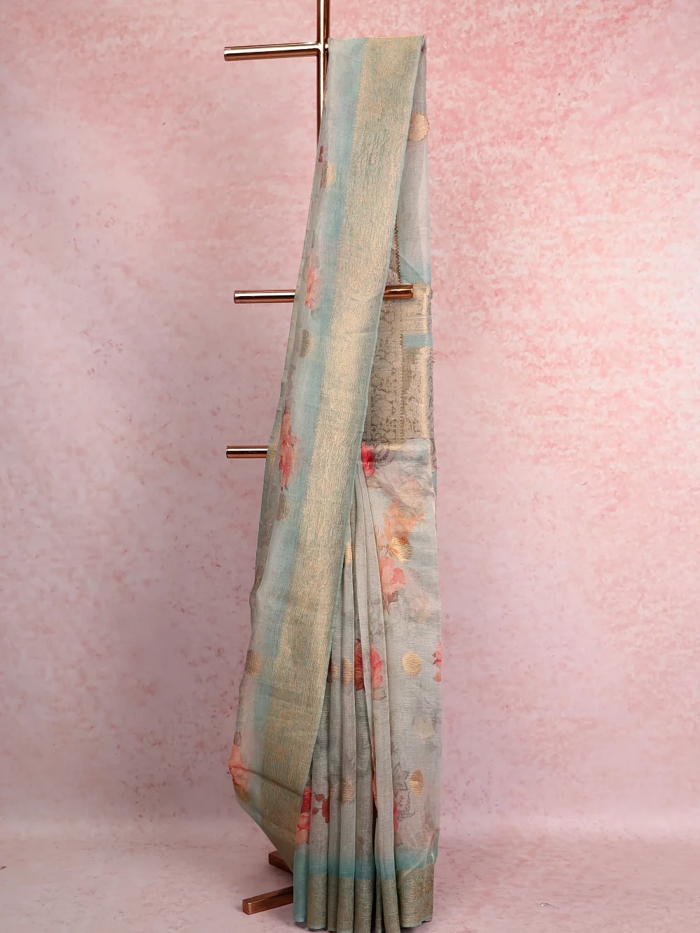 Pastel Green Semi Tissue Organza Saree