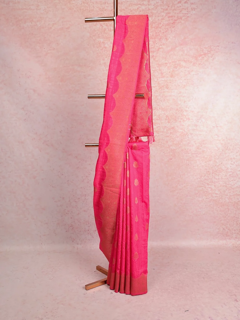 Magenta Pink Semi Jute Saree