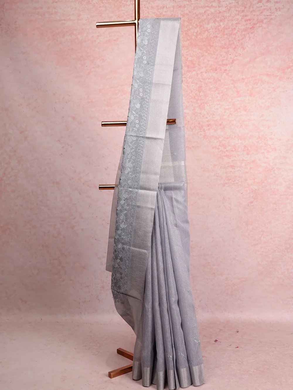 Ash Semi Tissue Saree