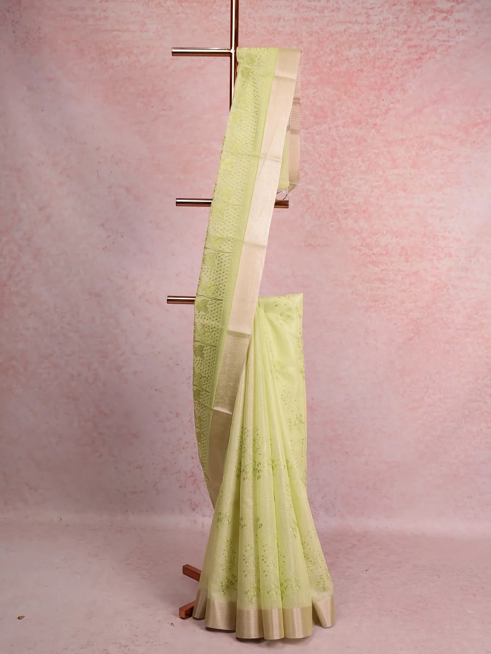 Lemon Yellow Semi Tissue Saree