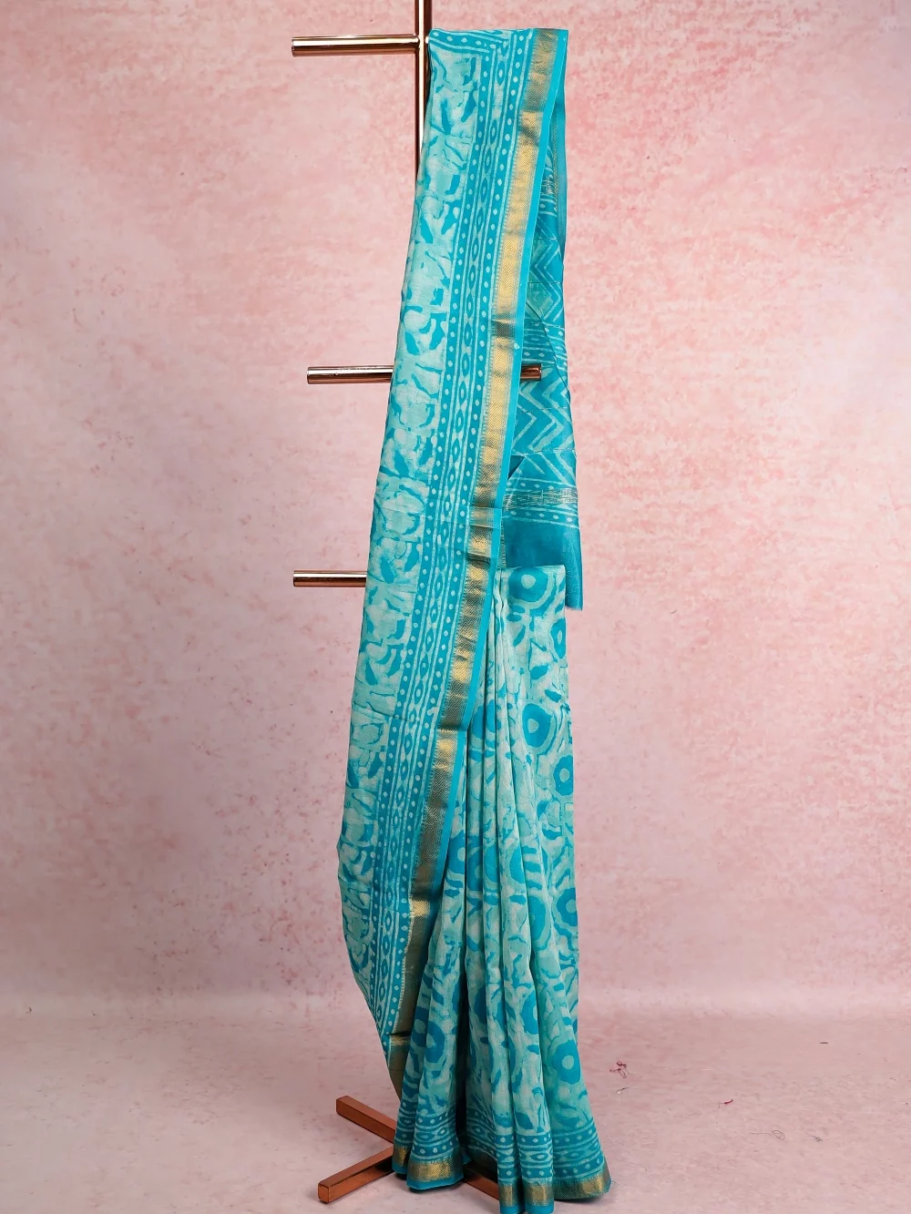 Sky Blue Chanderi Silk Saree