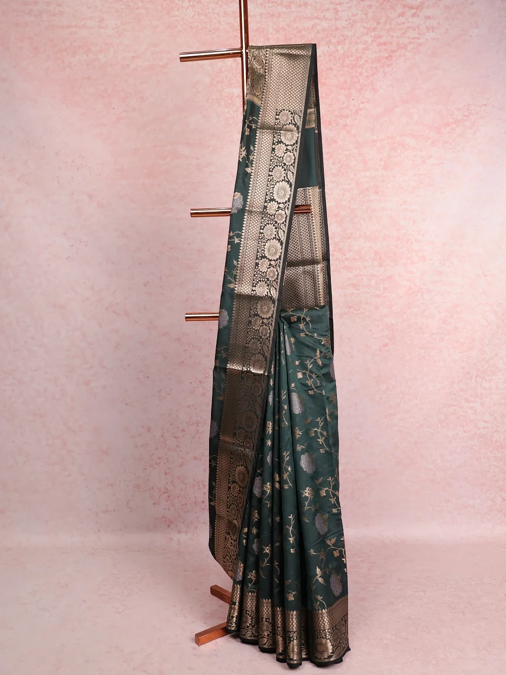 Dark Green Semi Silk Saree