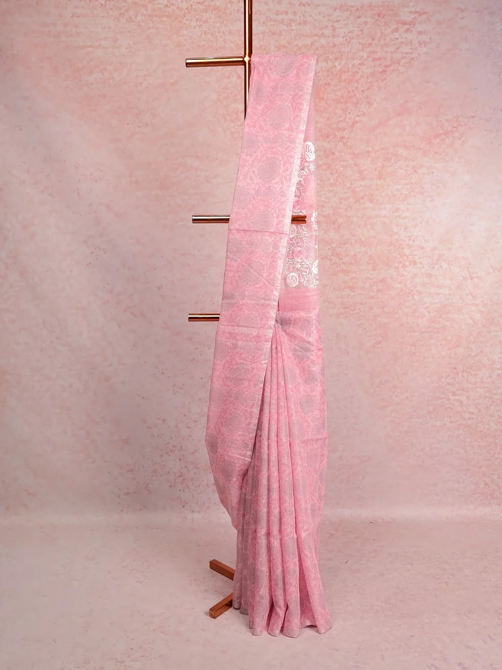 Baby Pink Chanderi Tissue Saree