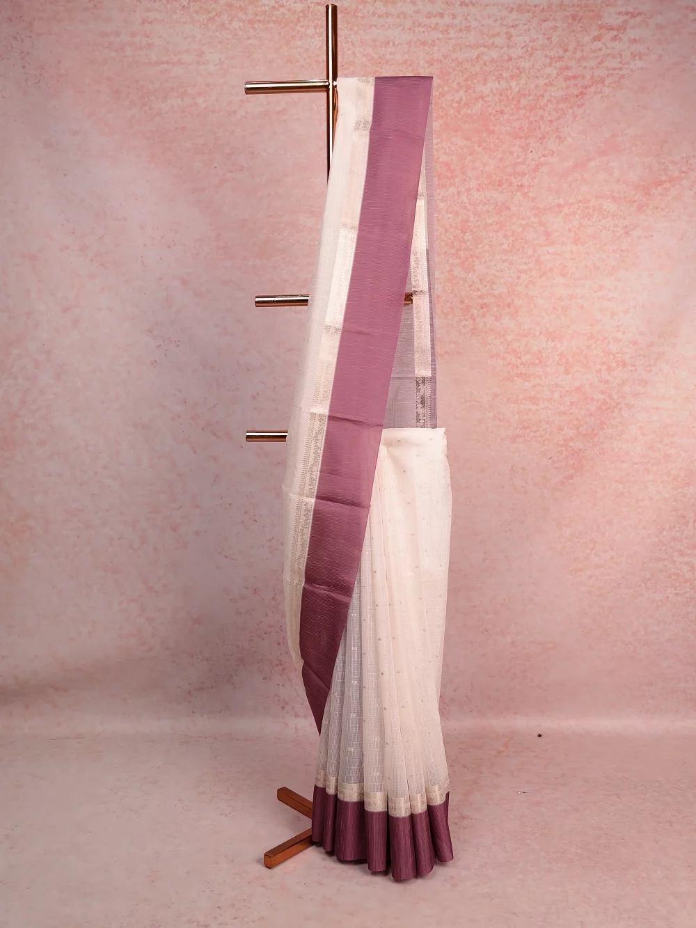 Off White Maheswari Silk Saree