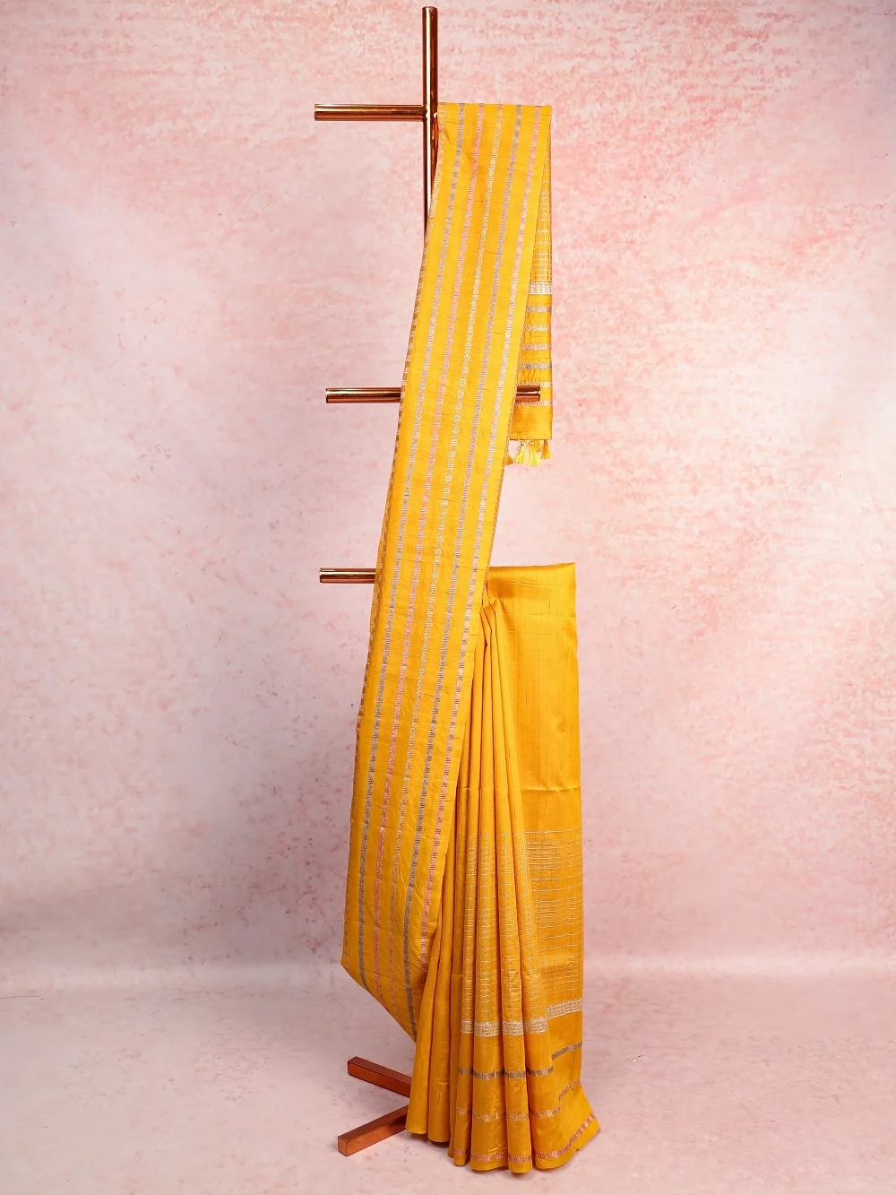 Golden Yellow Semi Tussar Saree