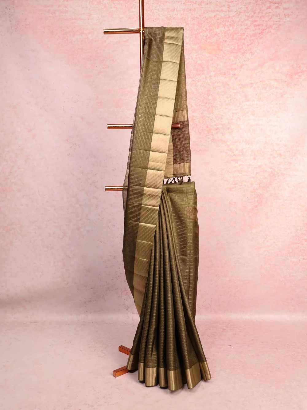 Moss Green Semi Jute Saree