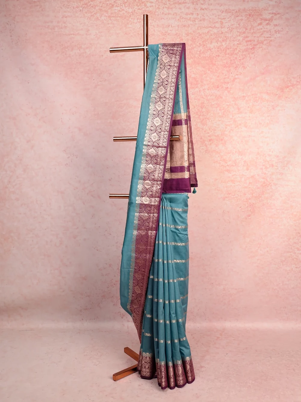 Dusty Blue Chanderi Cotton Saree