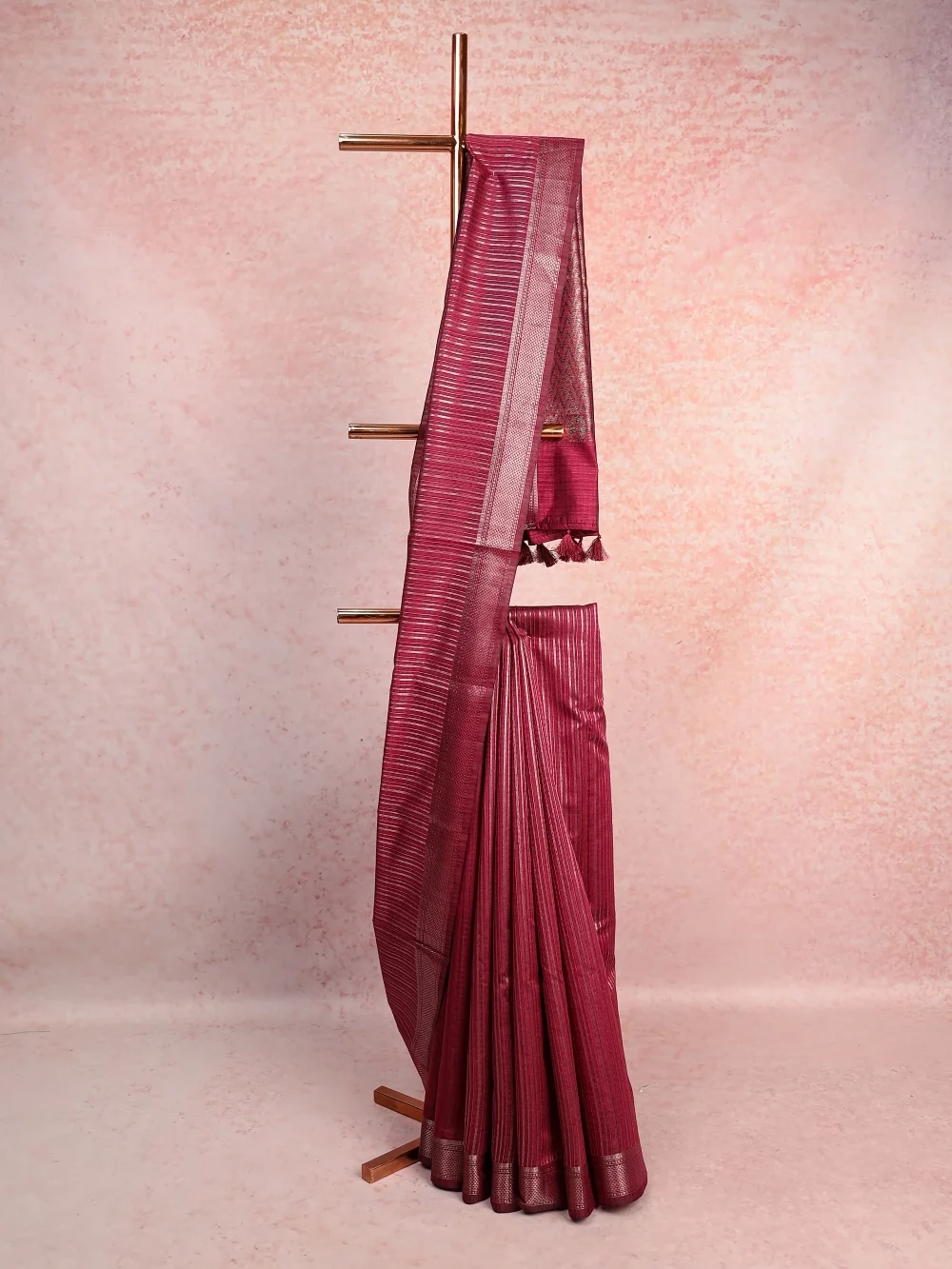 Wine Semi Tussar Saree