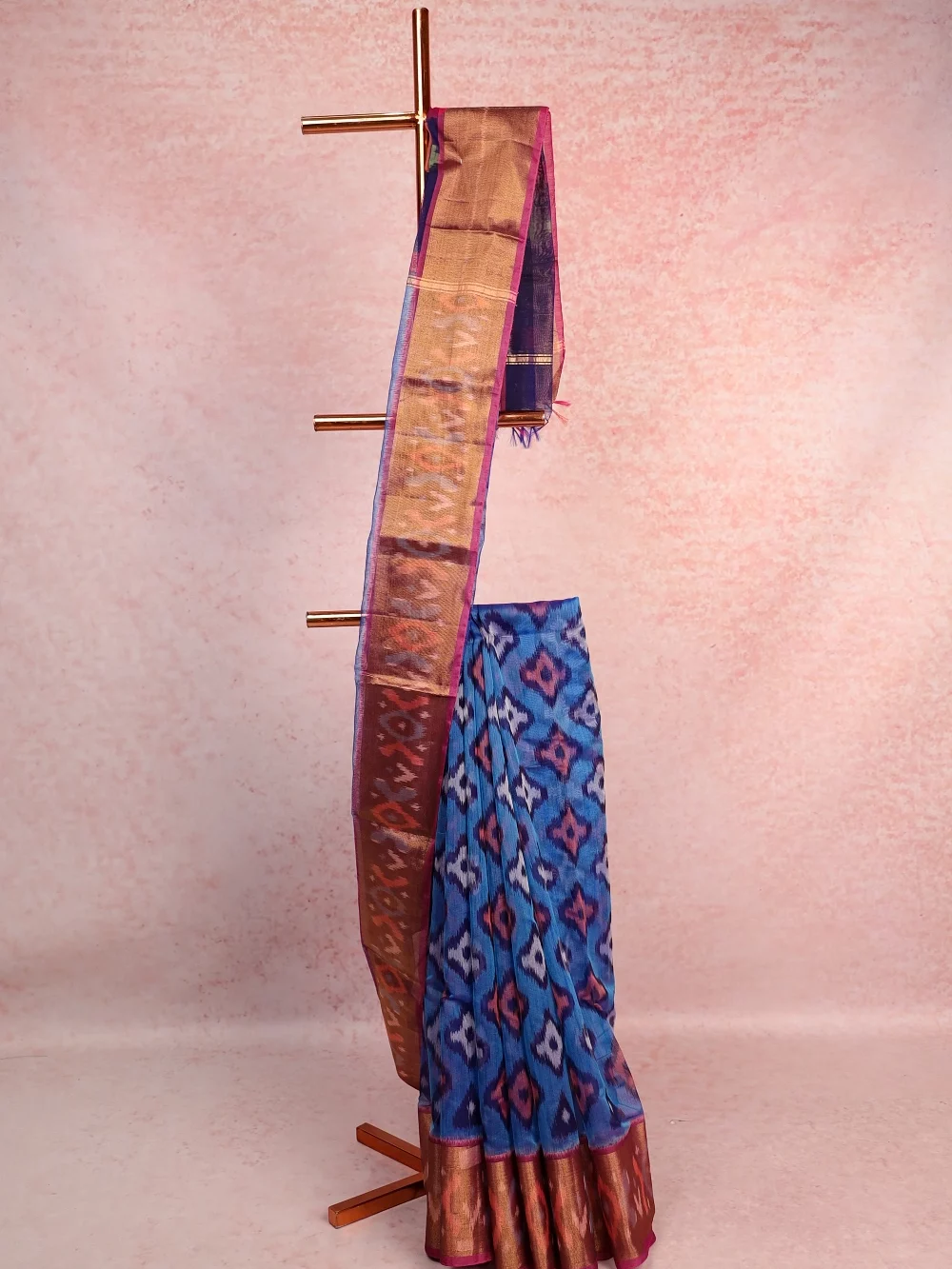 Blue Cotton Silk Saree