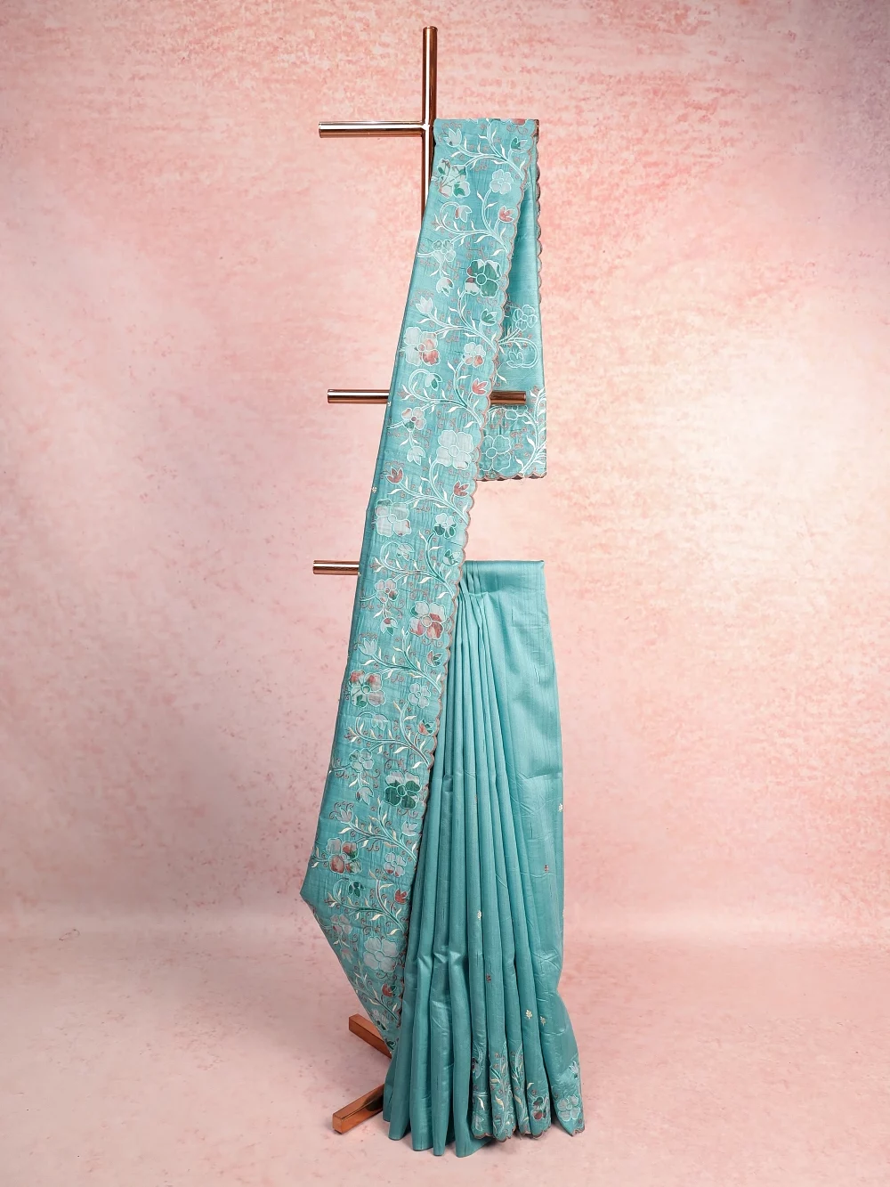Pastel Green Semi Tussar Saree