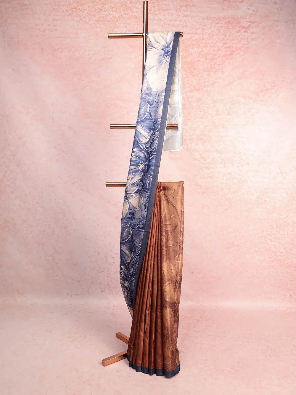 Blue Semi Tussar  Saree